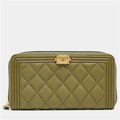 chanel boy green wallet|chanel boy zip around wallet.